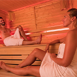 Sauna dans l'espace bien-être du Camping Le Port de Plaisance