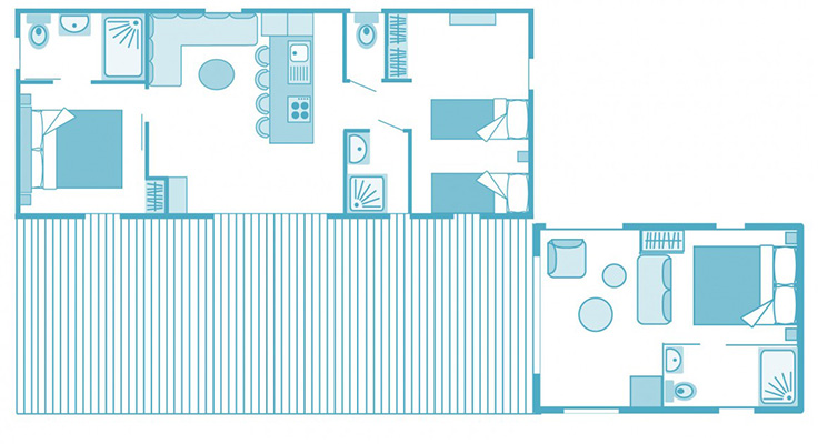 Plan du mobil-home Ultimate du camping Le Port de Plaisance à Bénodet, Finistère