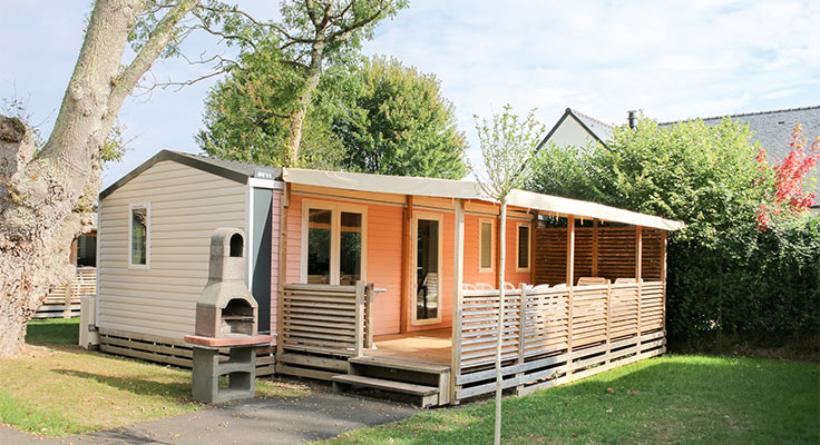 Extérieur du mobil-home Comfort du camping Le Port de Plaisance